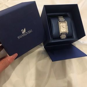 Swarovski Crystal Square Silver Watch